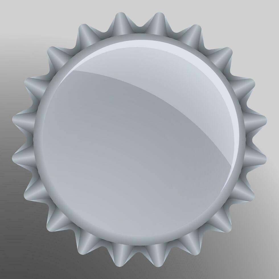 Illustration of a bottle cap made of metal steel. Aluminum alloy bottle cap top view vector