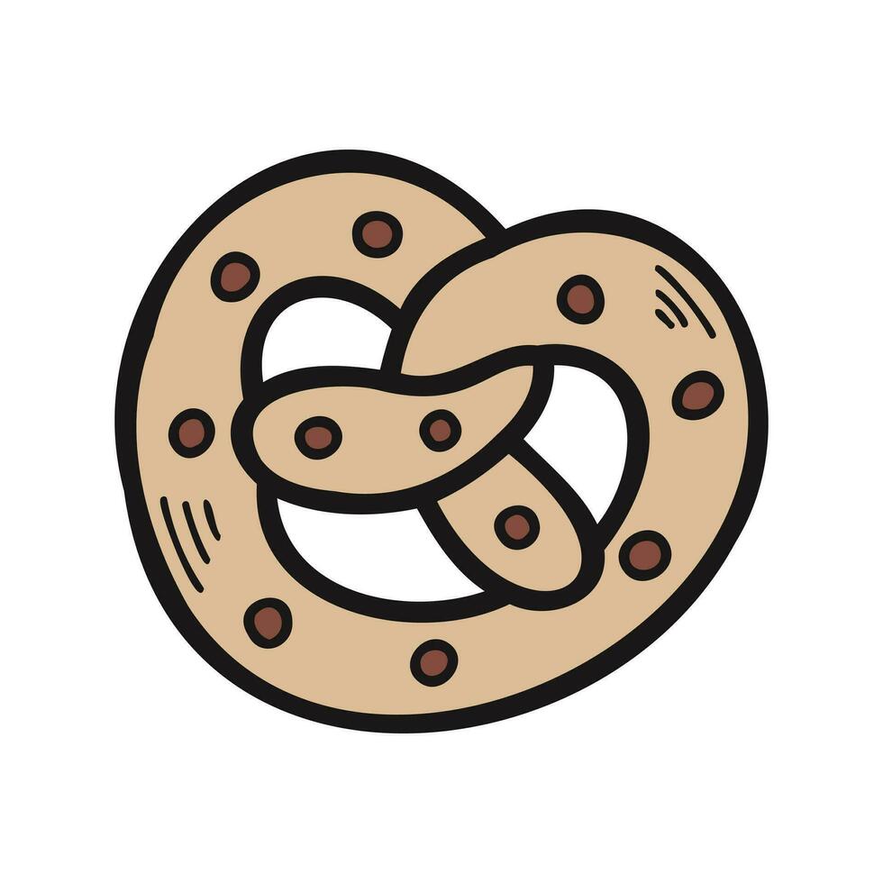 aislar mano dibujo mano dibujar panadería galleta salada vector