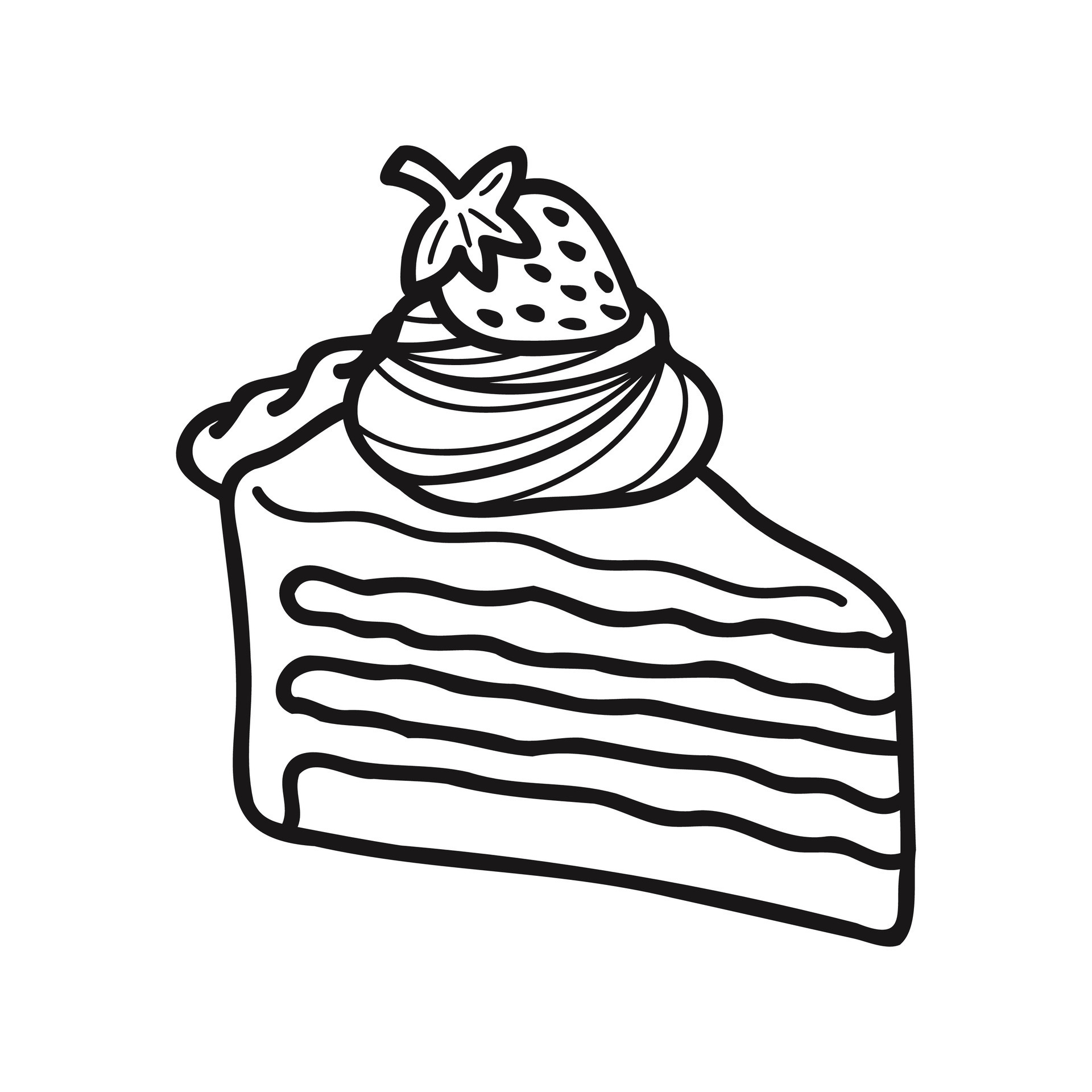 isolate hand drawing black and white bakery strawberry cake 25866844
