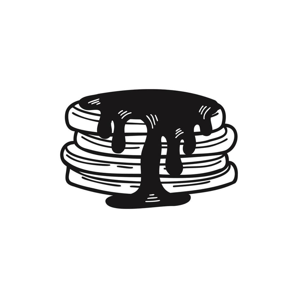 isolate black and white bakery honey pancake vector