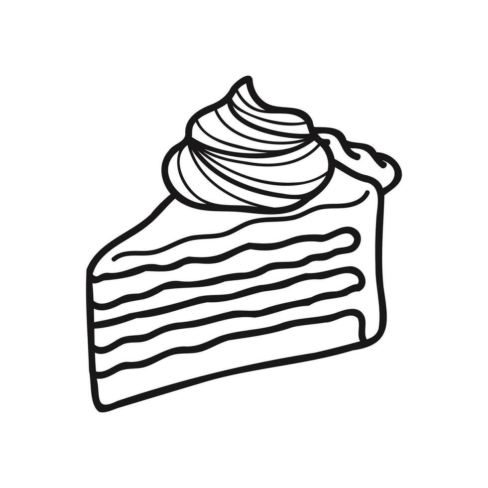 isolate hand drawing black and white chocolate cake vector