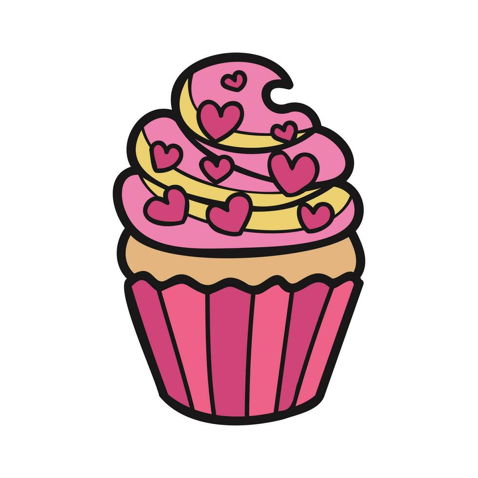 isolate bakery strawberry cupcake vector