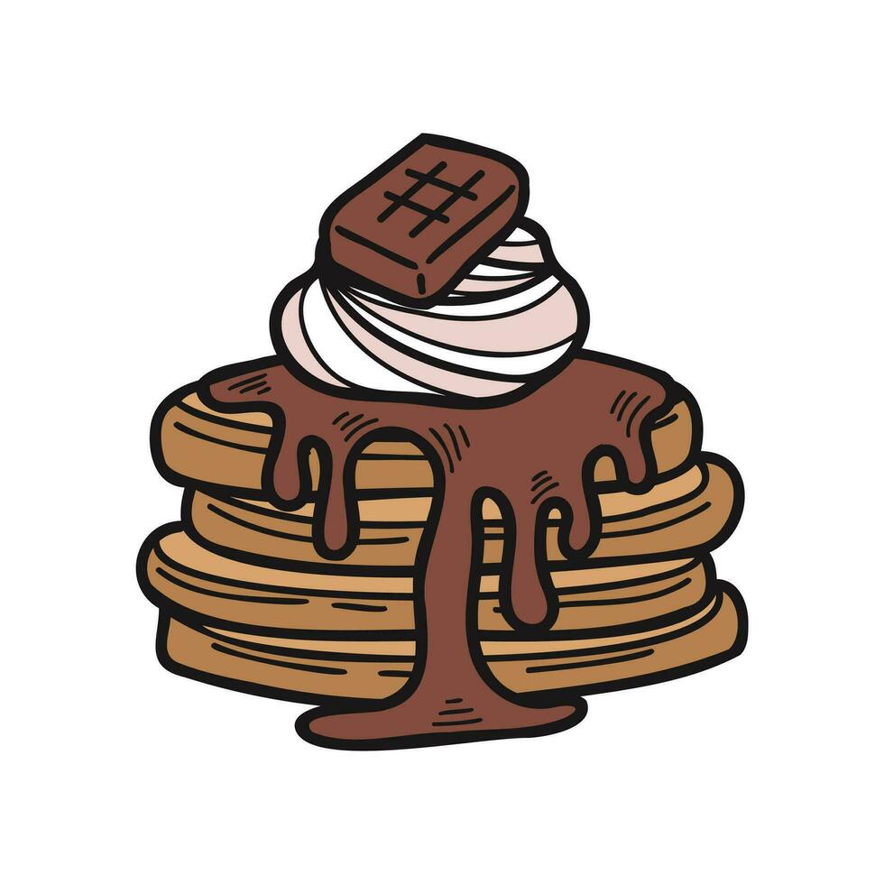 isolate bakery chocolate pancake vector