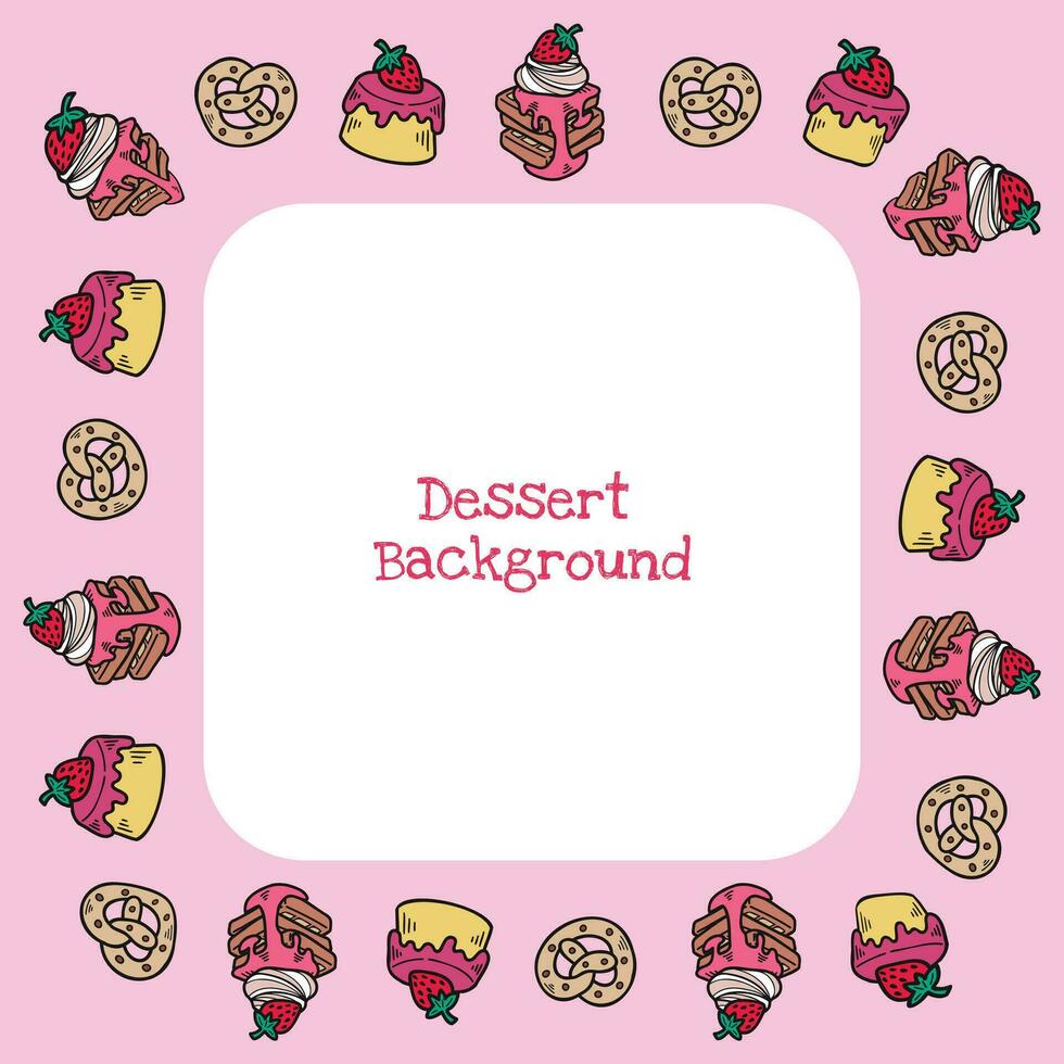 Cakes and desserts frame background vector