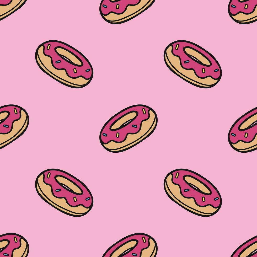 pink elements strawberry dessert seamless pink pattern vector