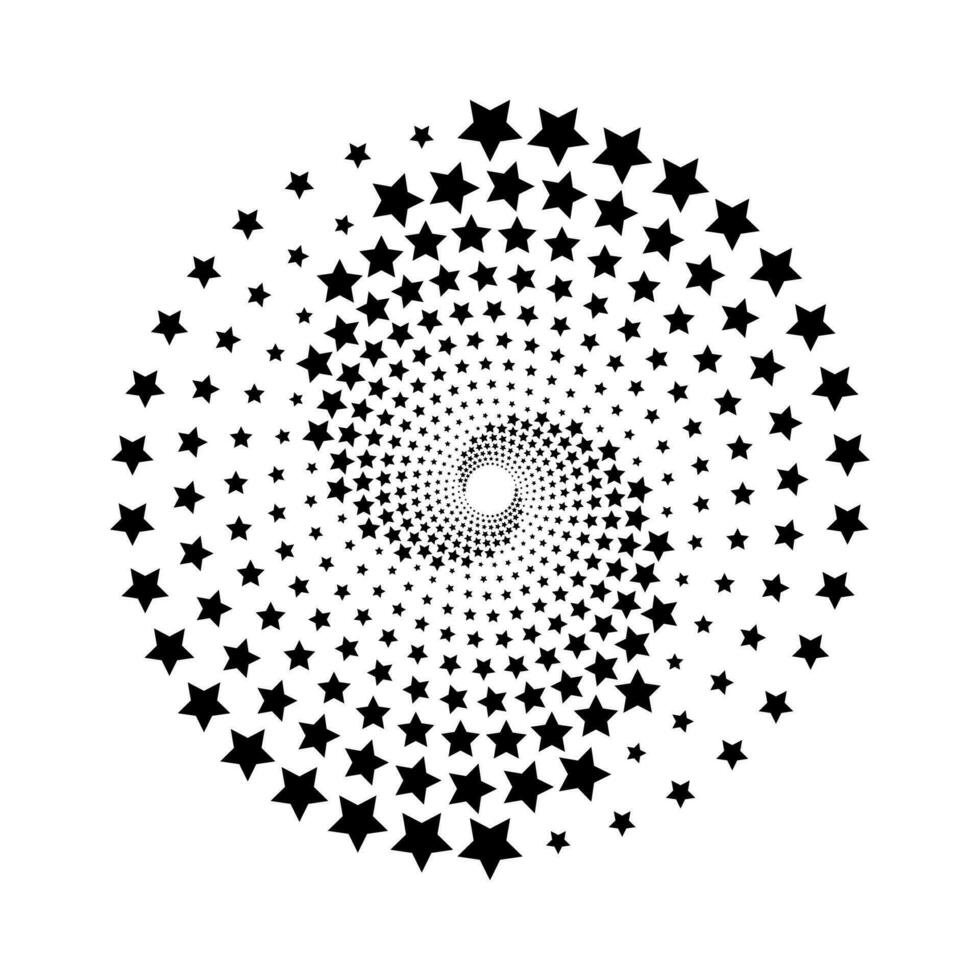 3d negro estrella brillar circulo logo aislado en blanco antecedentes. rayos de sol espumoso estrellas circular símbolo. vector