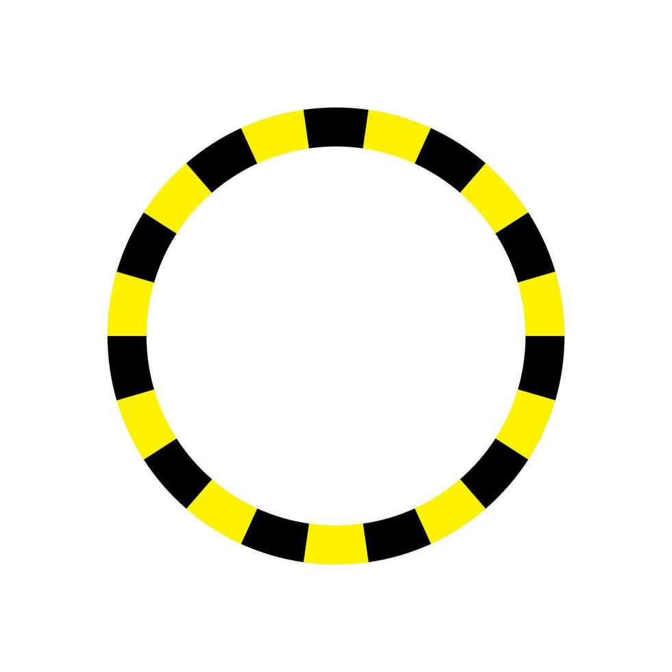 negro y amarillo advertencia rayas circulo marco aislado en blanco antecedentes. vector ilustración.