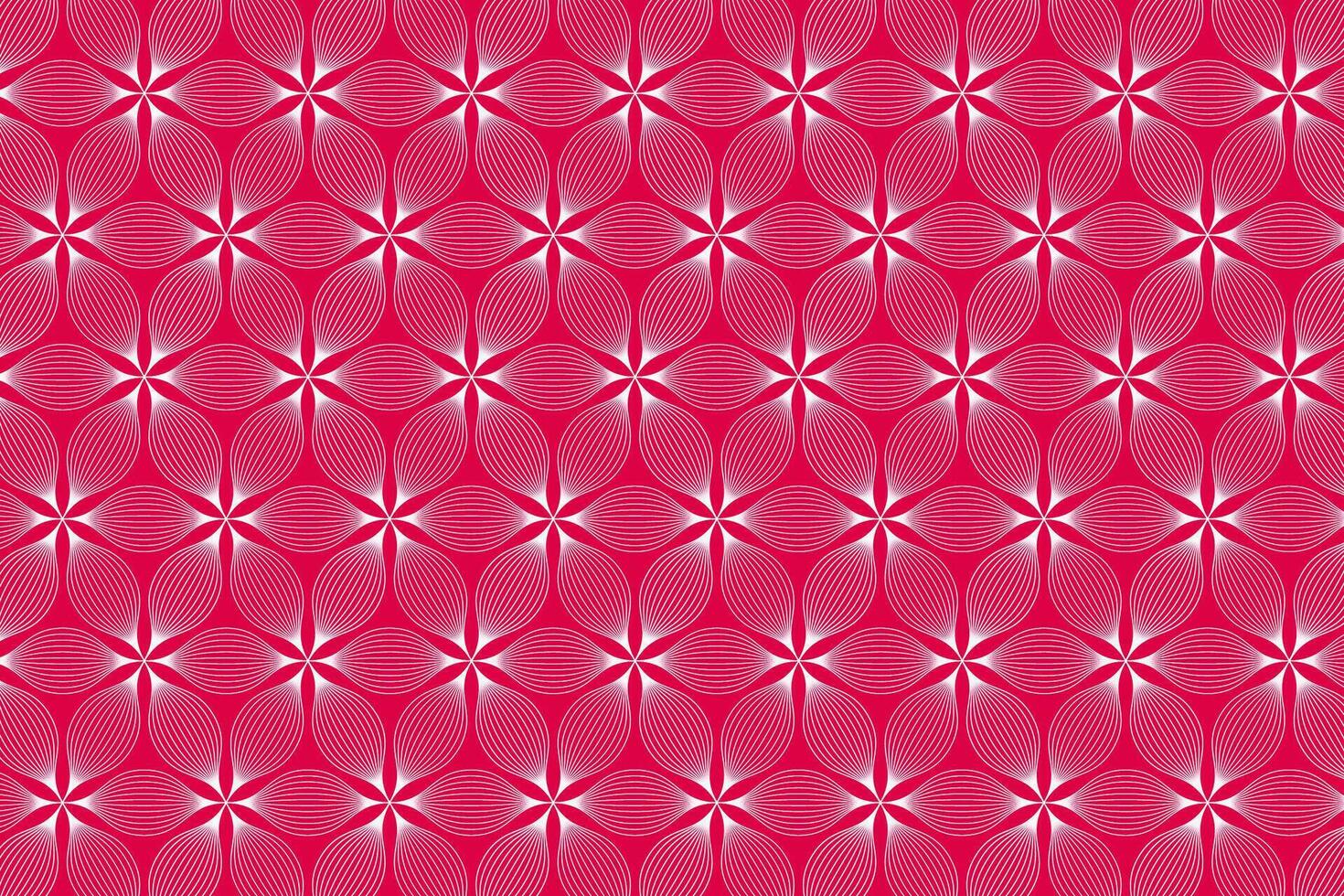 White wavy floral lines seamless pattern. Wave line flowers on pink background. Vector illustration.