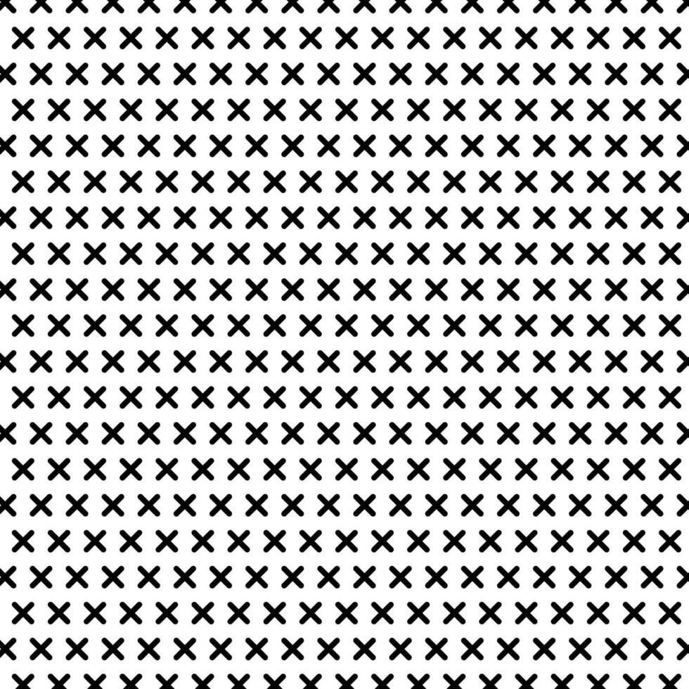Black and white X cross geometric pattern. Tillable crossover mosaic web page background, textile design, graphic design. vector