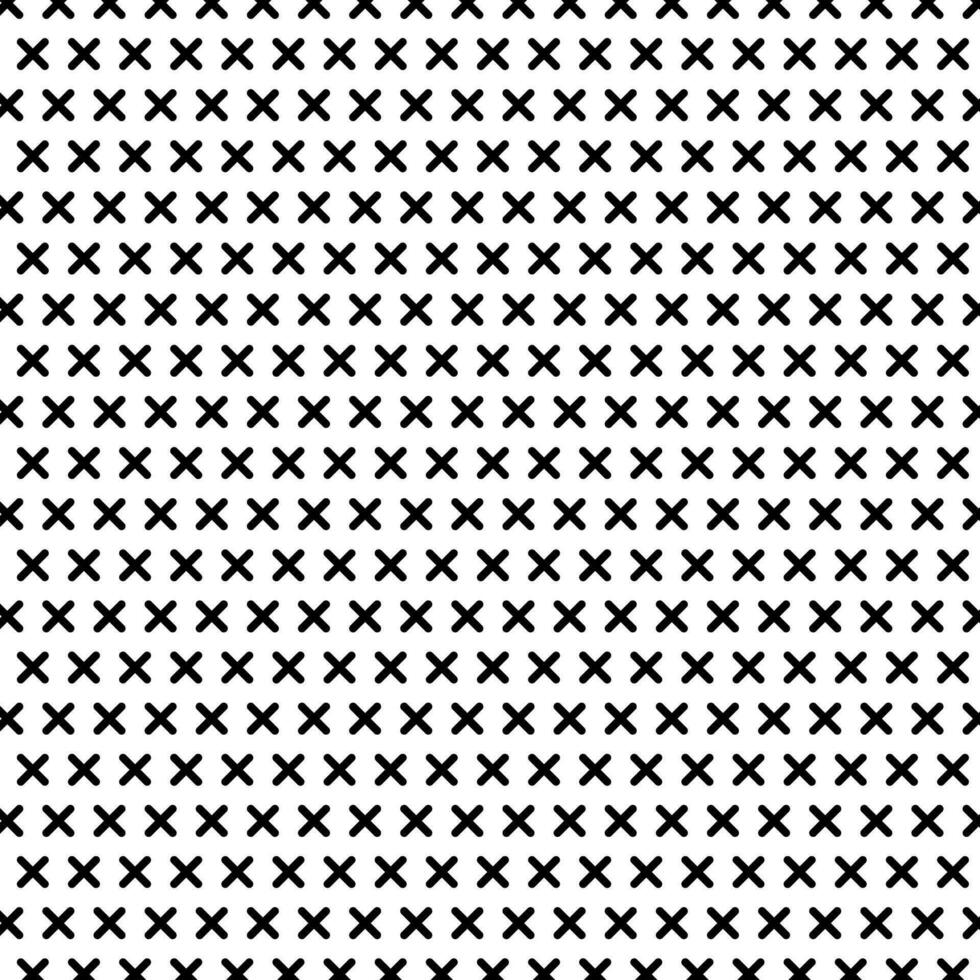 Black and white X cross geometric pattern. Tillable crossover mosaic web page background, textile design, graphic design. vector