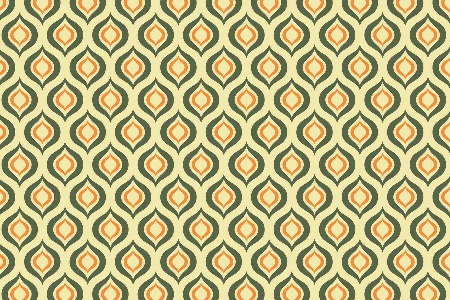 Seamless orange and green nostalgic pattern background. Vintage modern background in minimalist mid century style for fabric, wallpaper or wrapping. vector