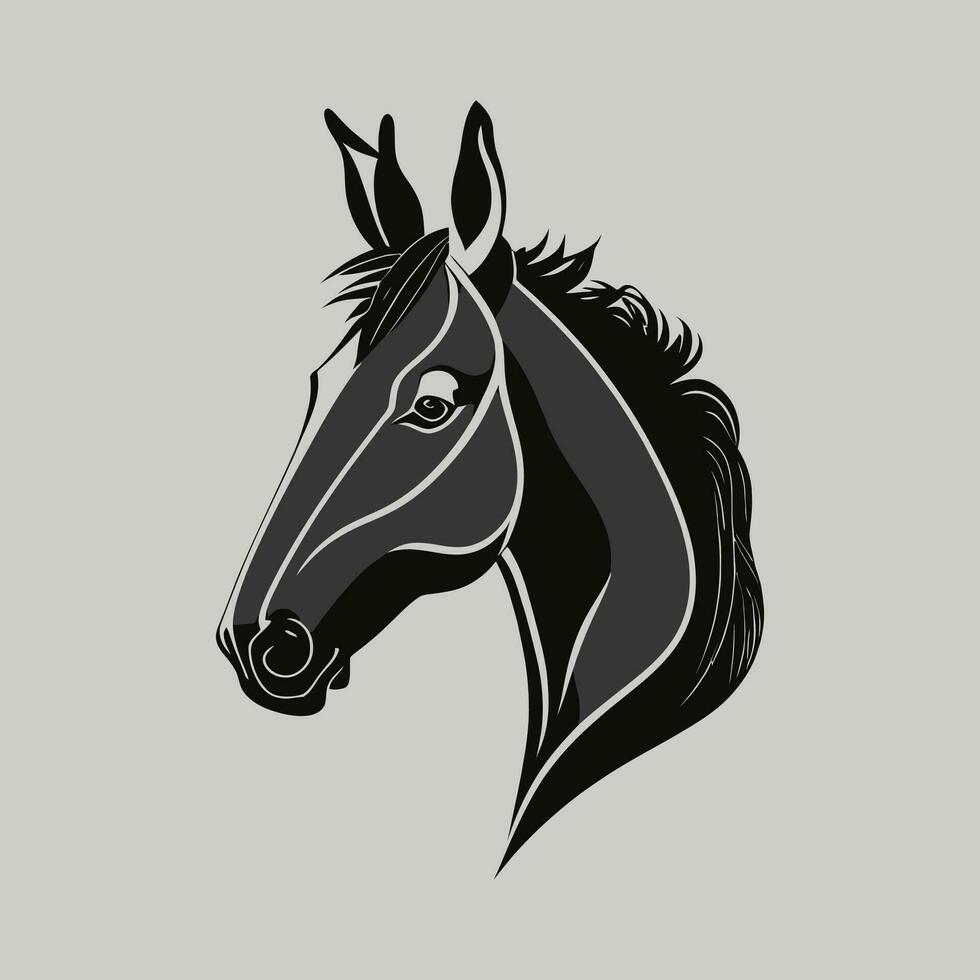 Black and grey horse tribal tattoo silhouette. Horses logo vector illustration.