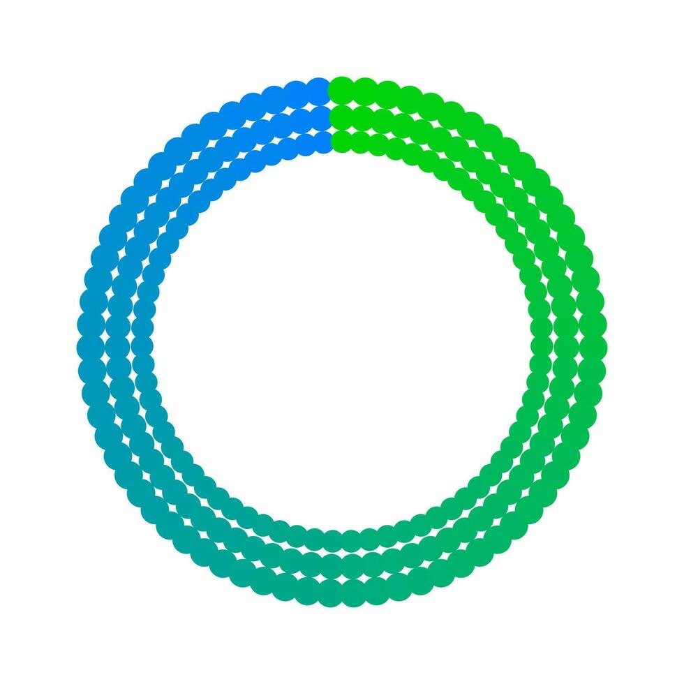 verde y azul punteado espiral circulo marco aislado en blanco antecedentes. circular remolino modelo puntos vector ilustración. puntos emblema frontera diseño.