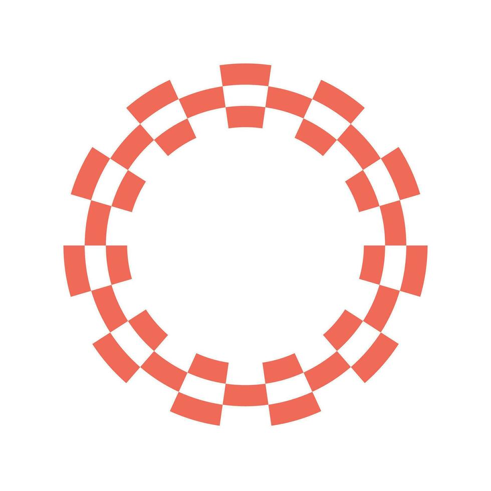 Red and white checkered circle frame vector art