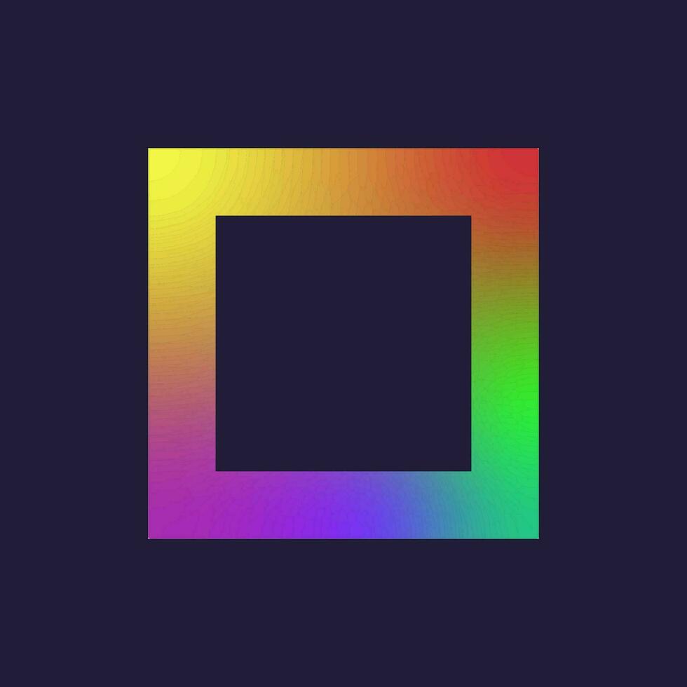 Rainbow gradient square border frame vector illustration