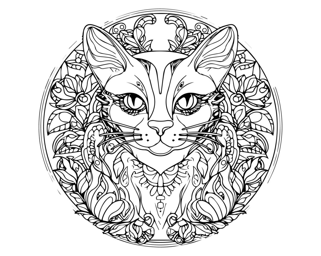 Angry Wolf mandala line art coloring page illustration photo