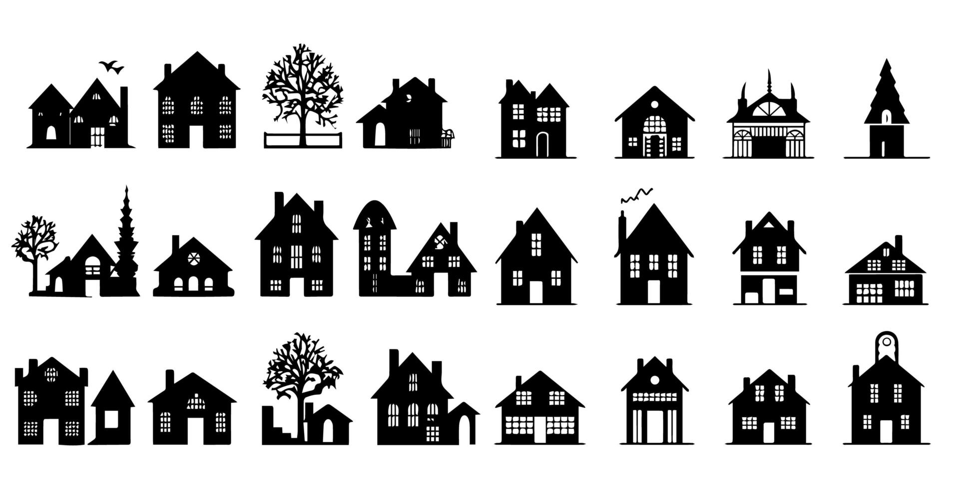 A set of silhouette real estate home logo design photo