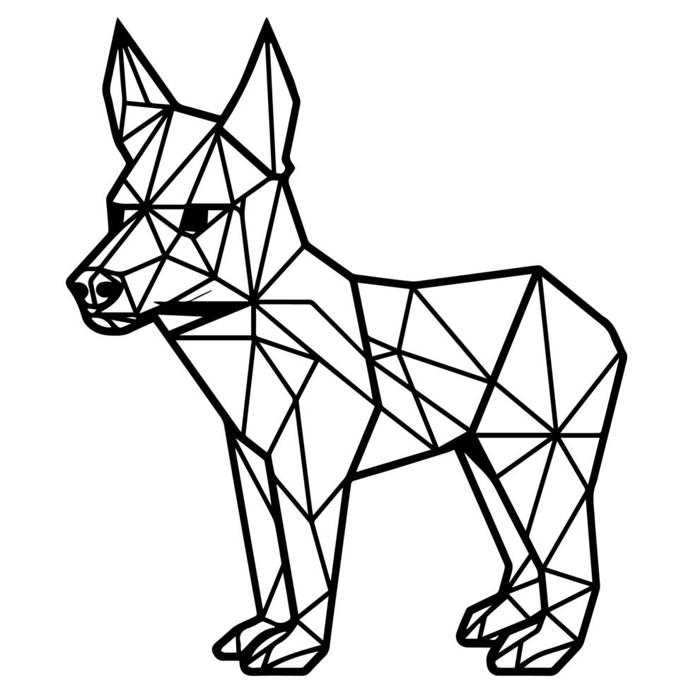 A cute geometric dog line art coloring page illustration photo