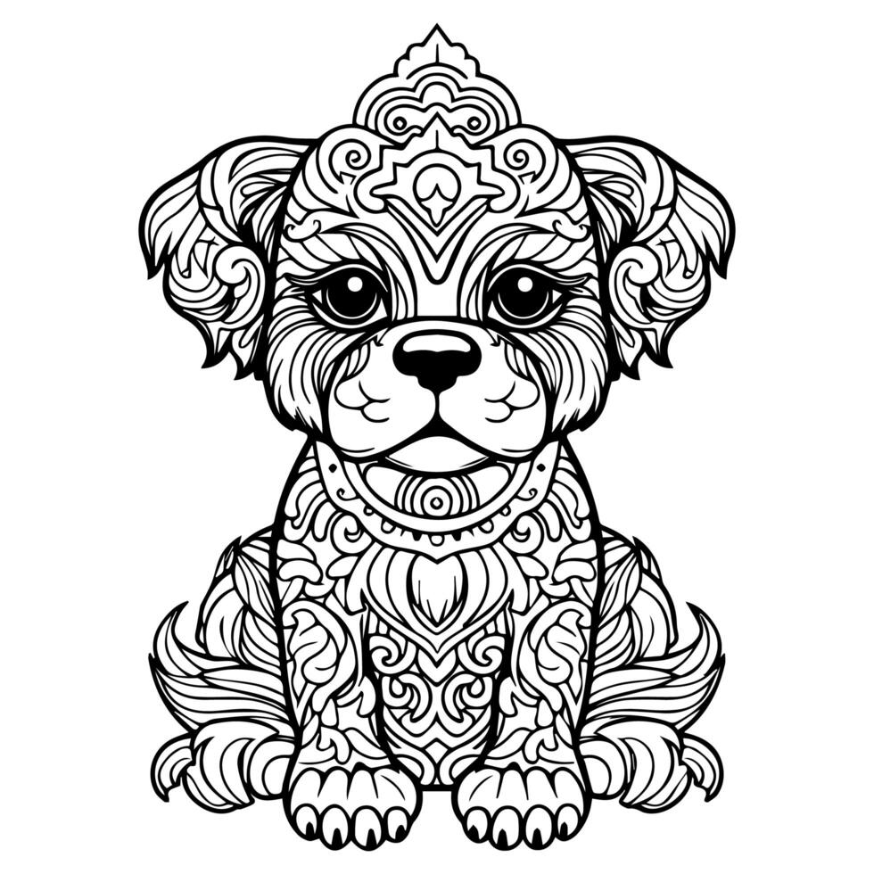 Sitting Line art dog coloring page vector illustration photo