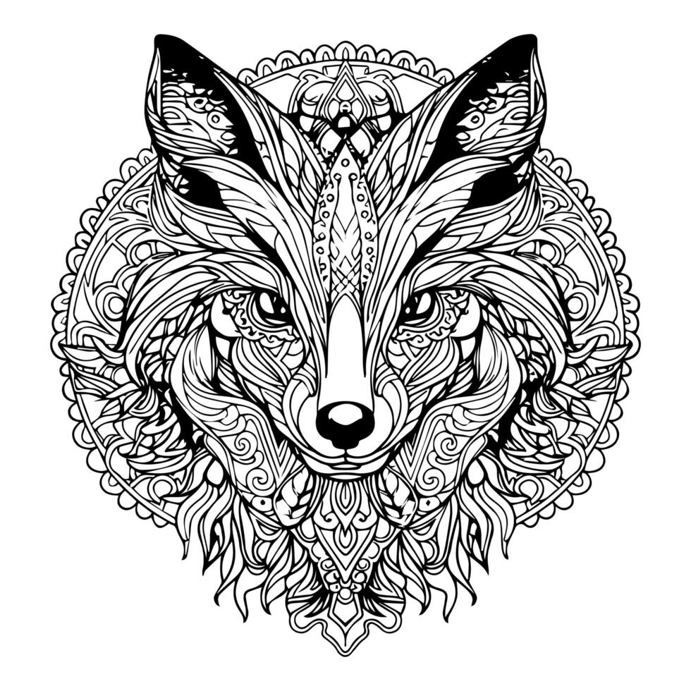 Wolf Head line art coloring page  illustration photo