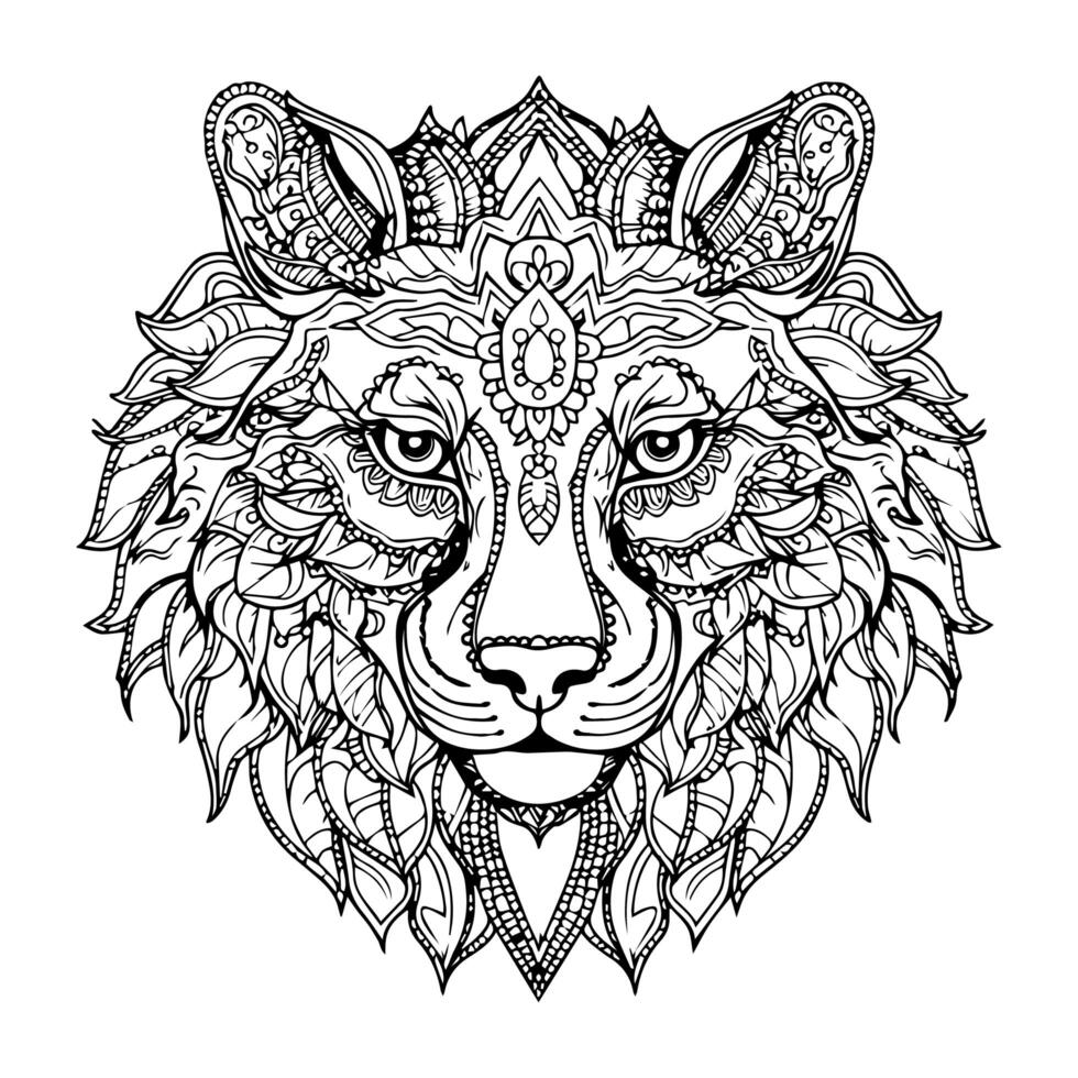 A wolf head line art coloring page illustration photo