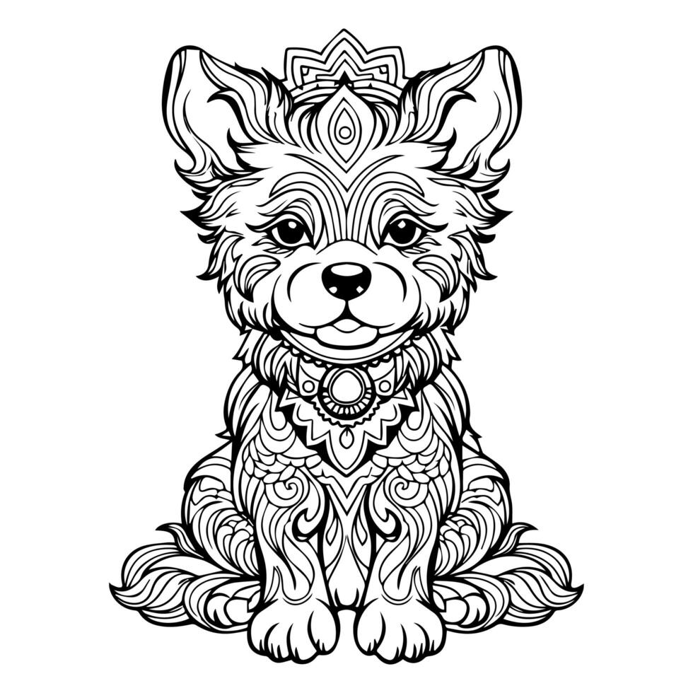 Cute dog line art coloring page design photo