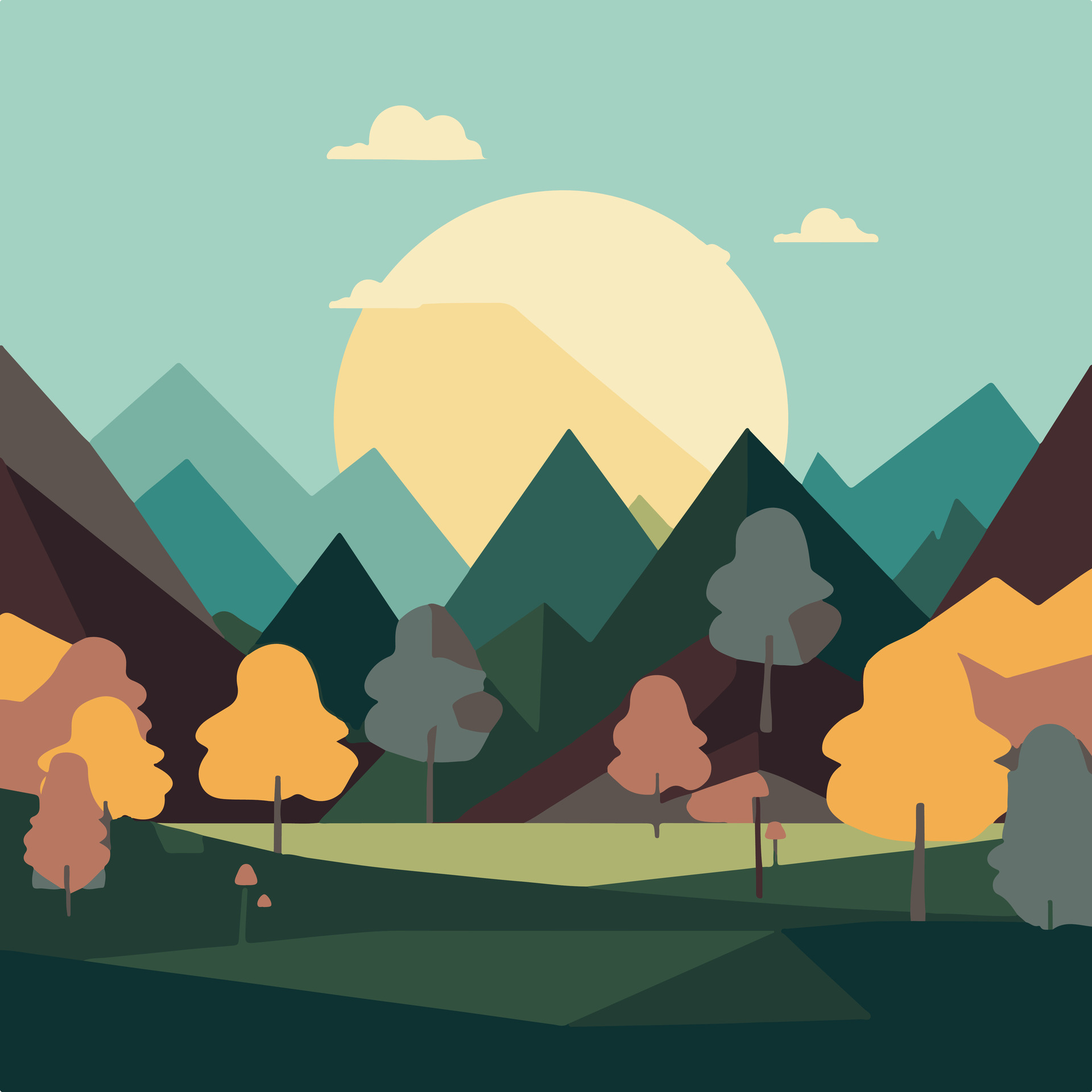 Flat Mountain and land illustration 25867227 Vector Art at Vecteezy