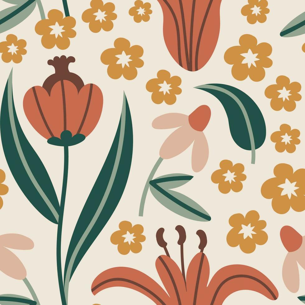 Cozy Floral Seamless Pattern vector