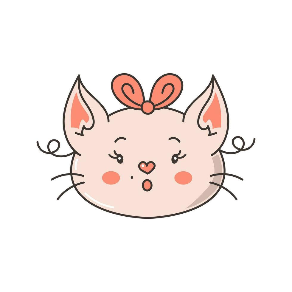 Surprised cat portrait with bow vector