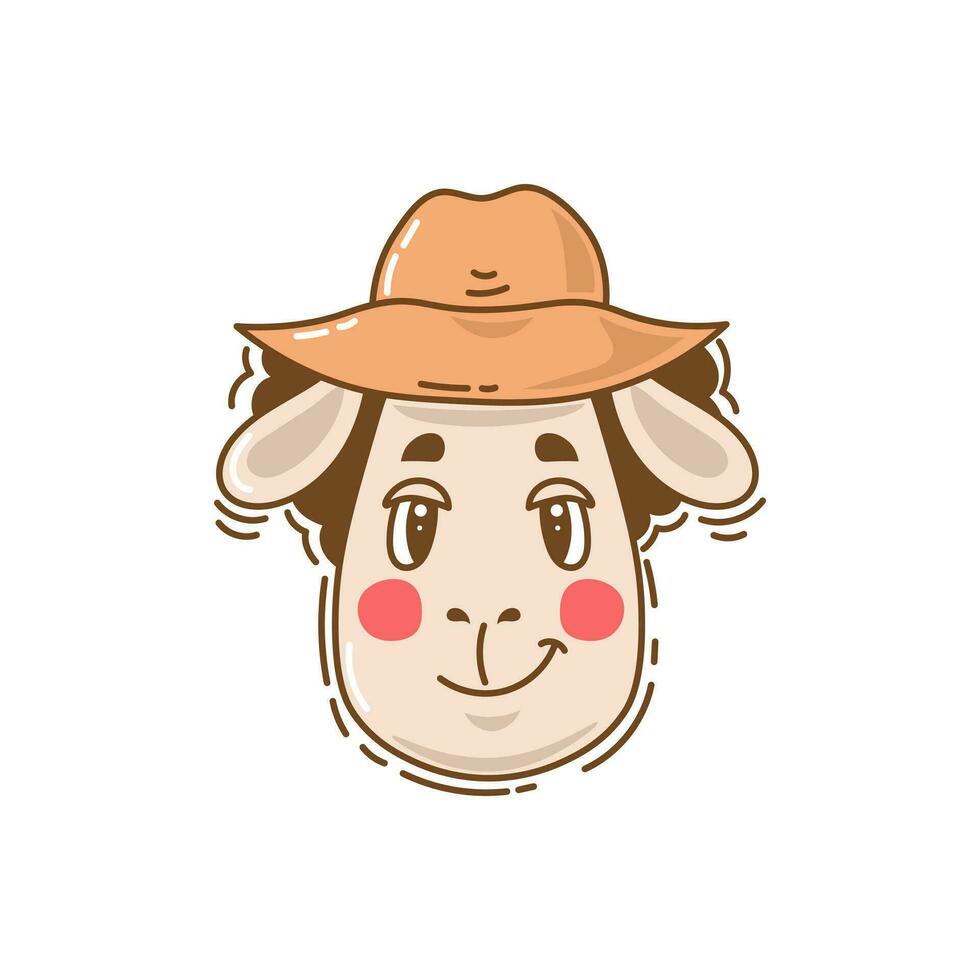 Sheep in hat doodle portrait vector