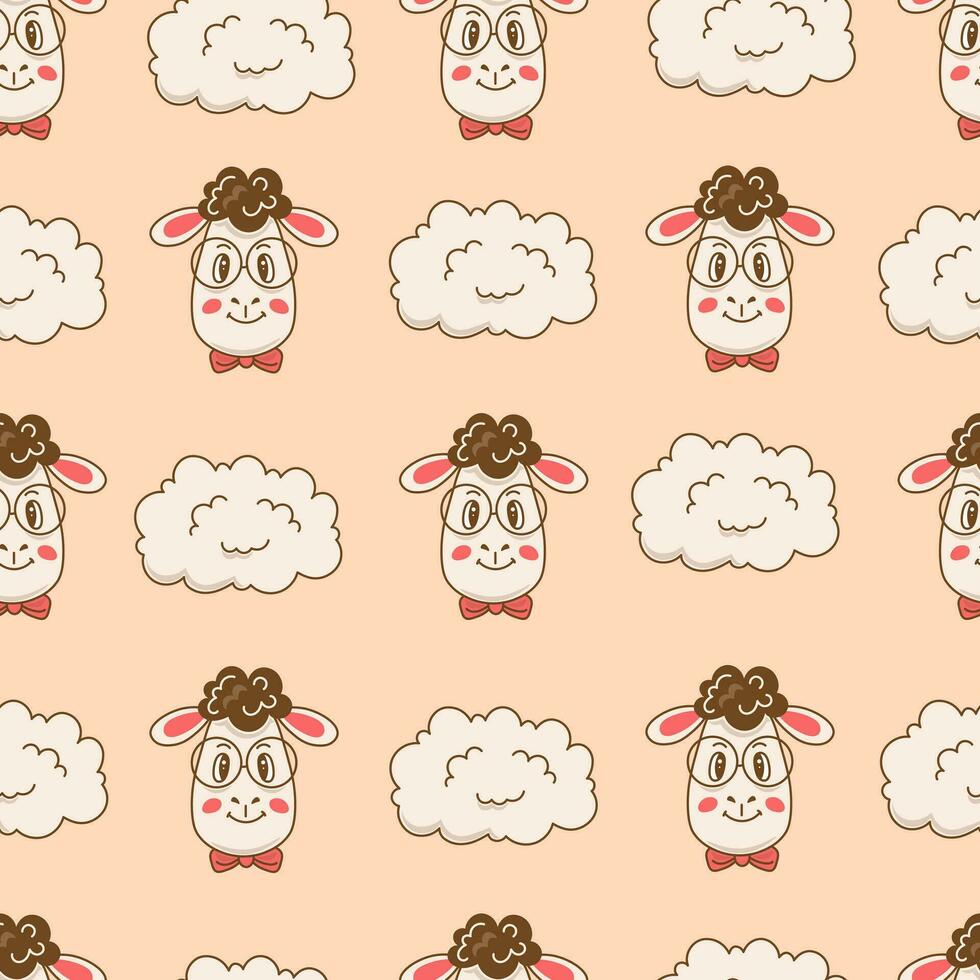 Cute Childish seamless pattern with lamb and cloud vector