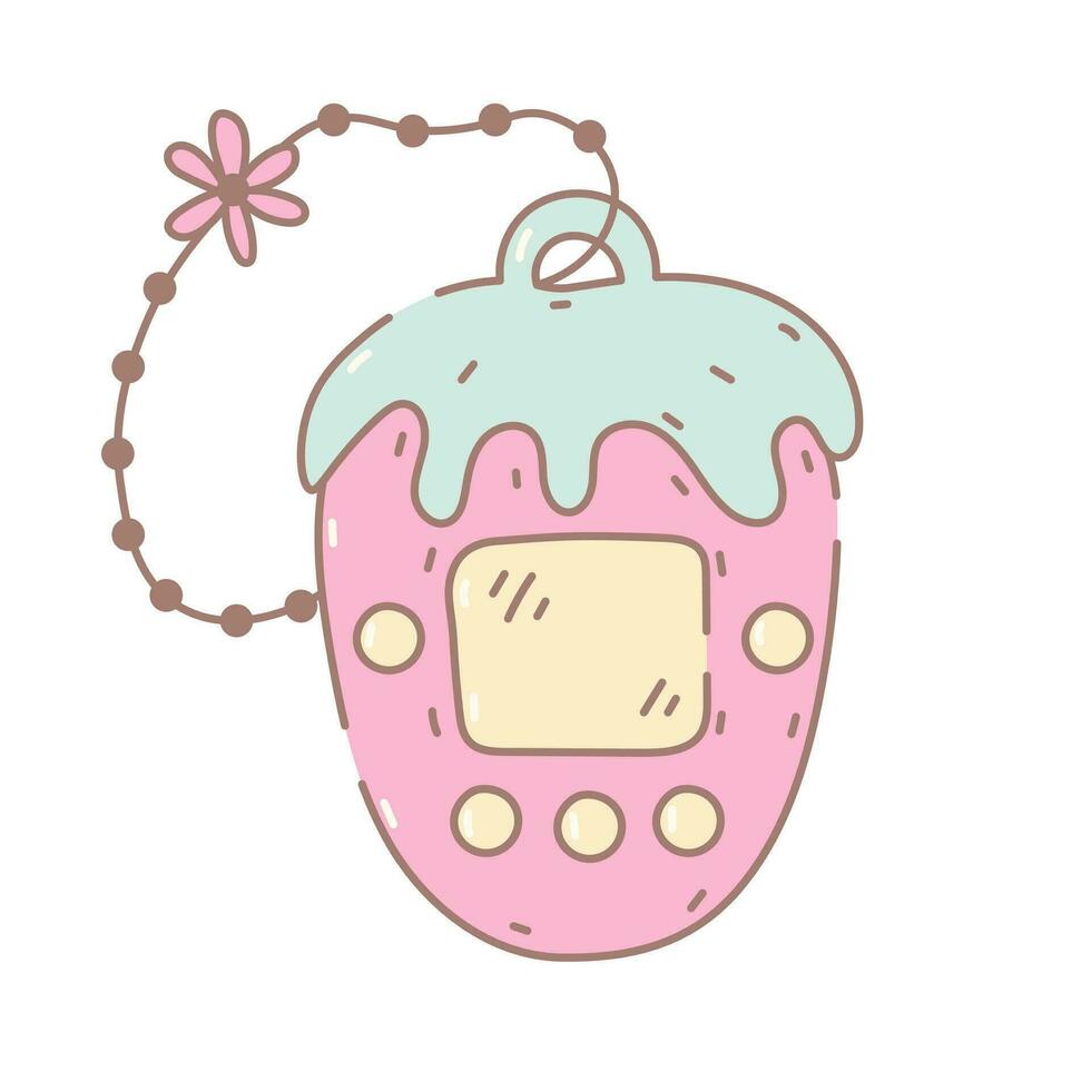 Tamagotchi strawberry shape vector illustration