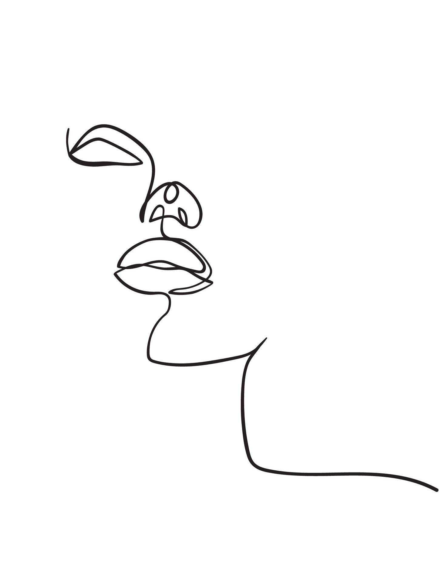 One line drawing face. Abstract woman portrait. Modern minimalism art. Vector illustration