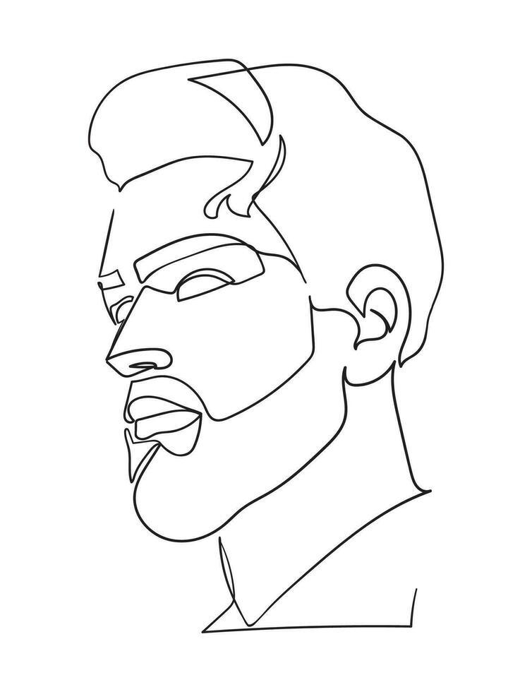 continuo uno línea dibujo de hombre retrato. peinado. de moda de los hombres estilo. - vector ilustración.