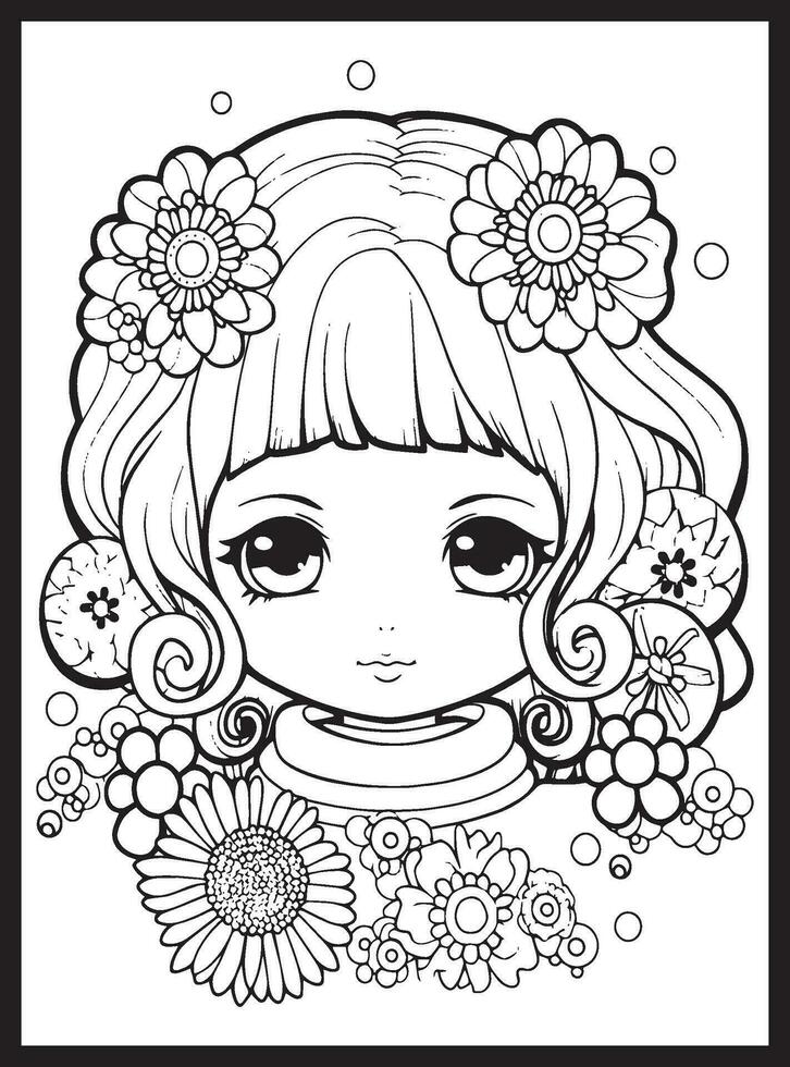 linda kawaii colorante paginas para niños vector