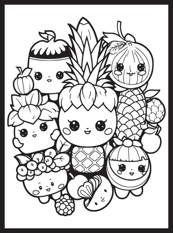 Cute Kawaii Coloring Pages for Kids vector