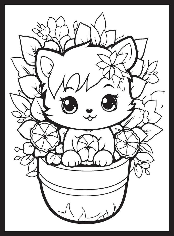 Cute Kawaii Coloring Pages for Kids 25867512 Vector Art at Vecteezy