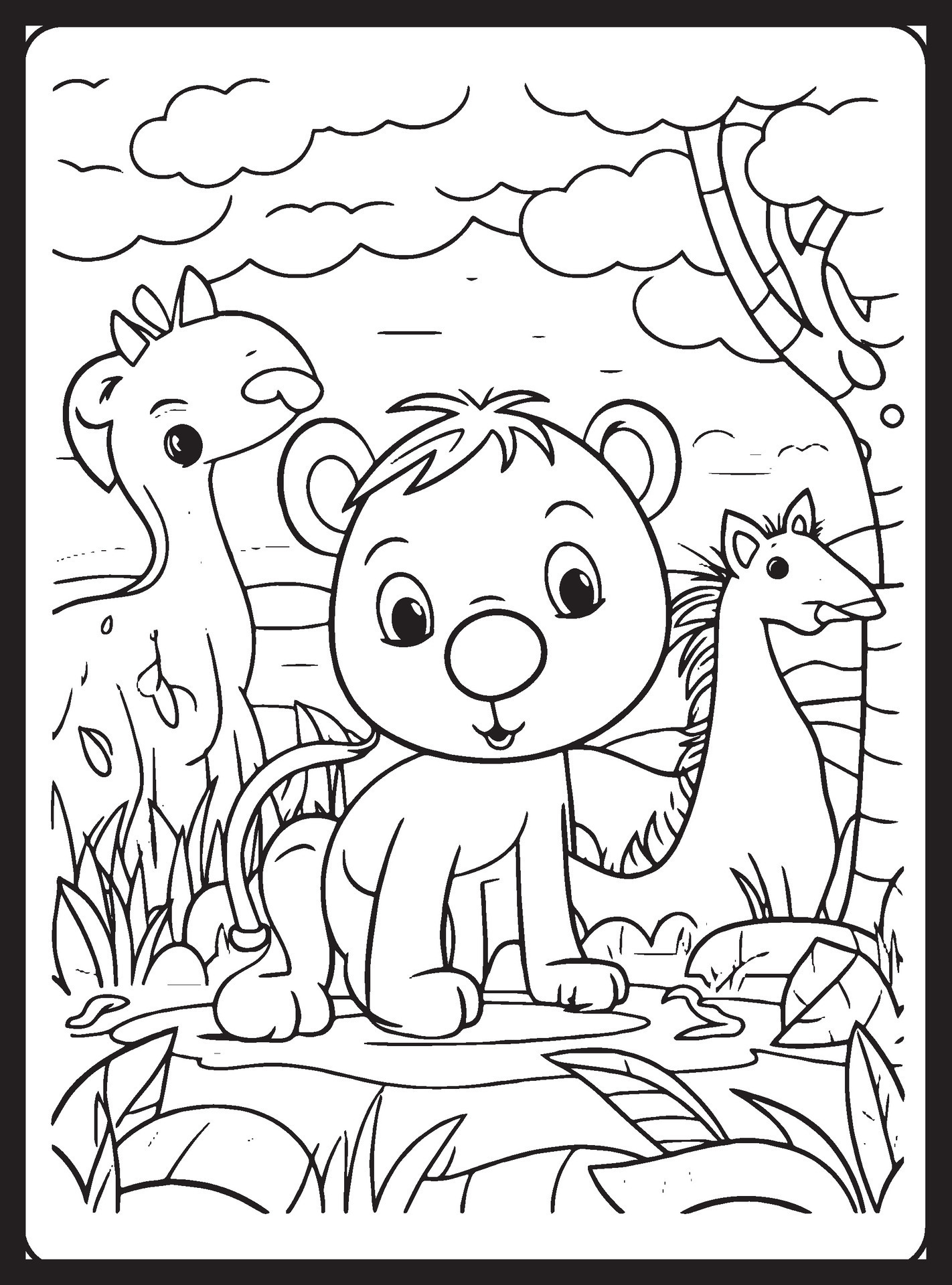 Safari Animals Coloring Pages for Kids 25867547 Vector Art at Vecteezy