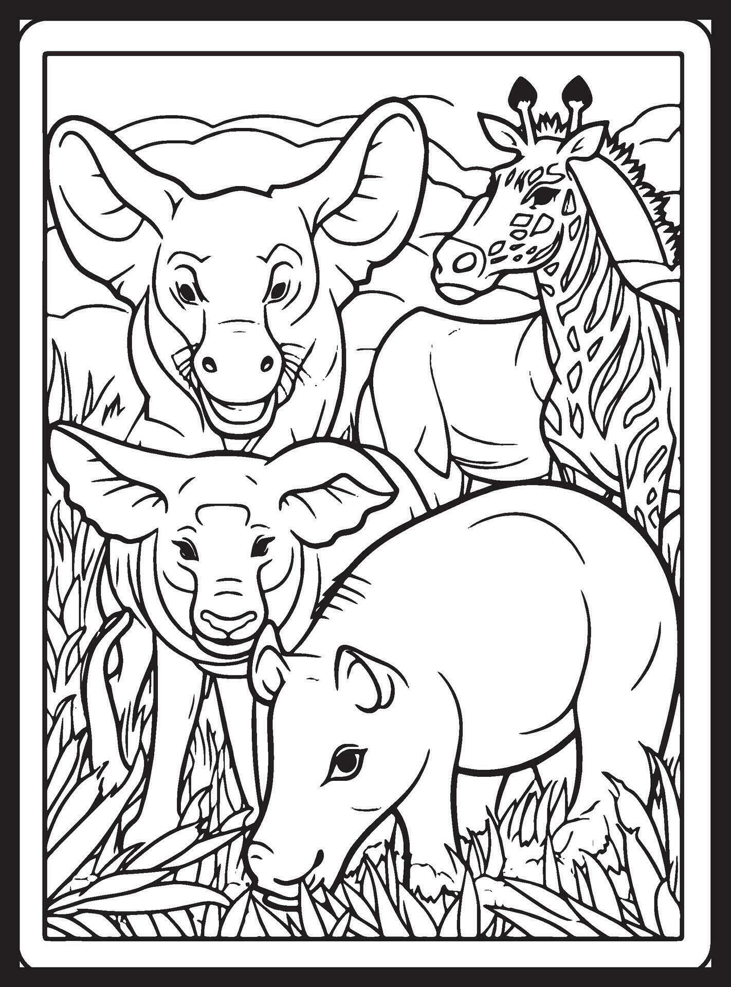 Safari Animals Coloring Pages for Kids 25867568 Vector Art at Vecteezy
