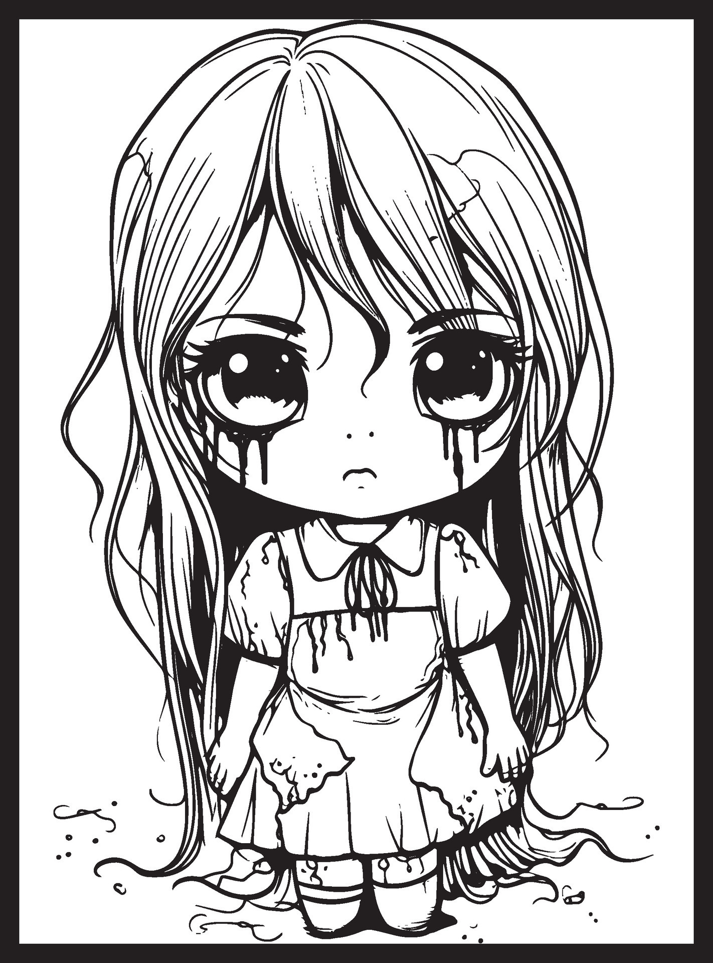 Cute Horror Chibi Coloring Pages 25867638 Vector Art at Vecteezy