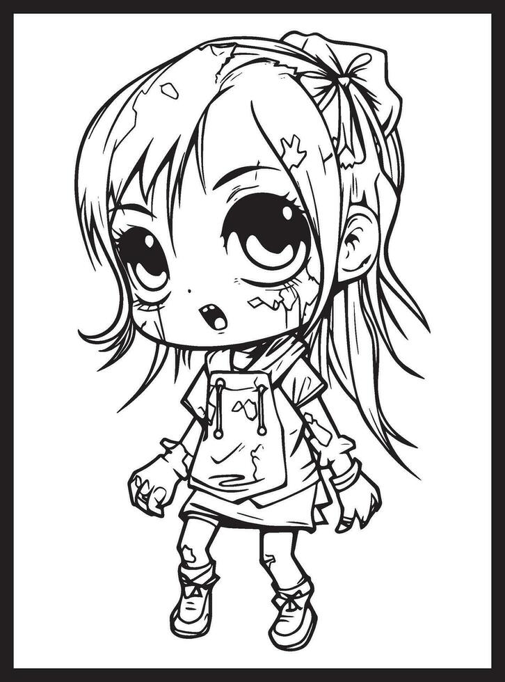 Cute Horror Chibi Coloring Pages 25867689 Vector Art at Vecteezy