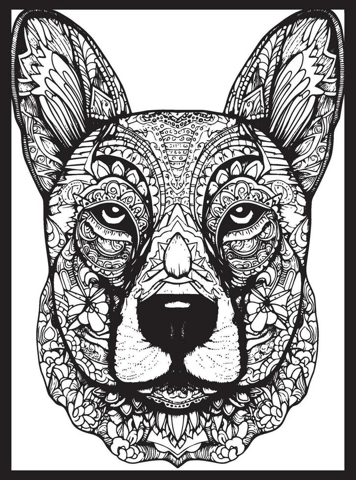 Dog mandala coloring page for kids and adults, animal mandala vector line  art design style illustration. 10857283 Vector Art at Vecteezy