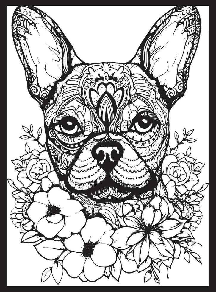 Dog Mandala Coloring Pages vector