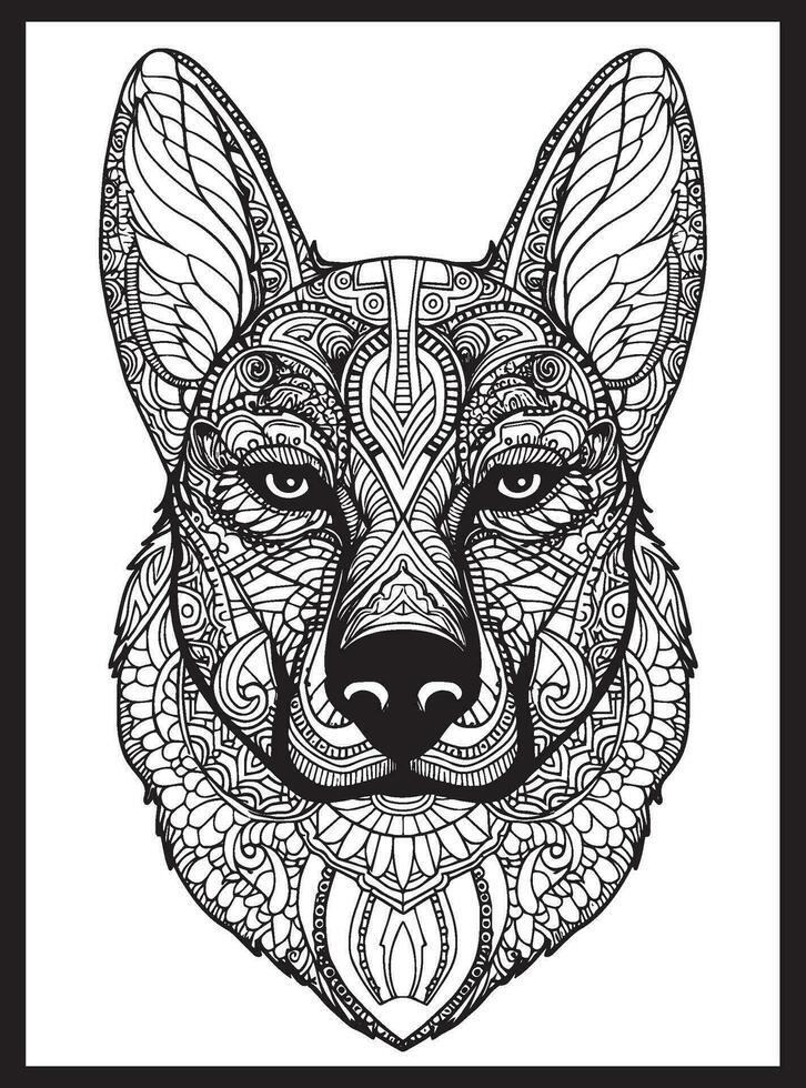 Dog Mandala Coloring Pages vector