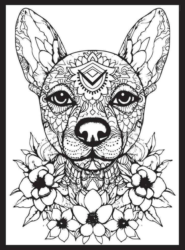 Dog Mandala Coloring Pages vector