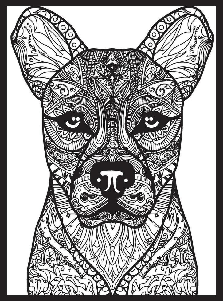 Dog Mandala Coloring Pages vector