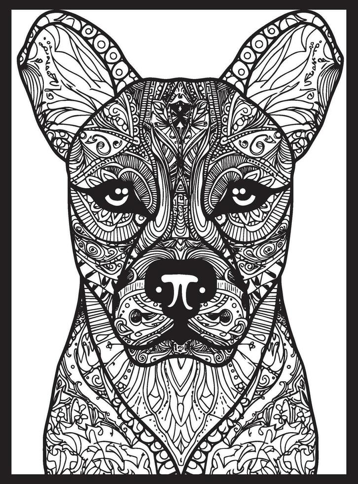 Dog mandala coloring page for kids and adults, animal mandala vector line  art design style illustration. 10857283 Vector Art at Vecteezy