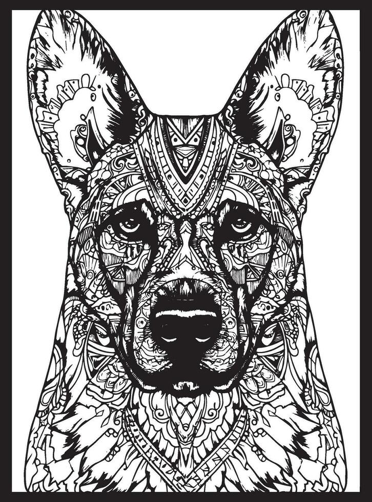 Dog Mandala Coloring Pages vector