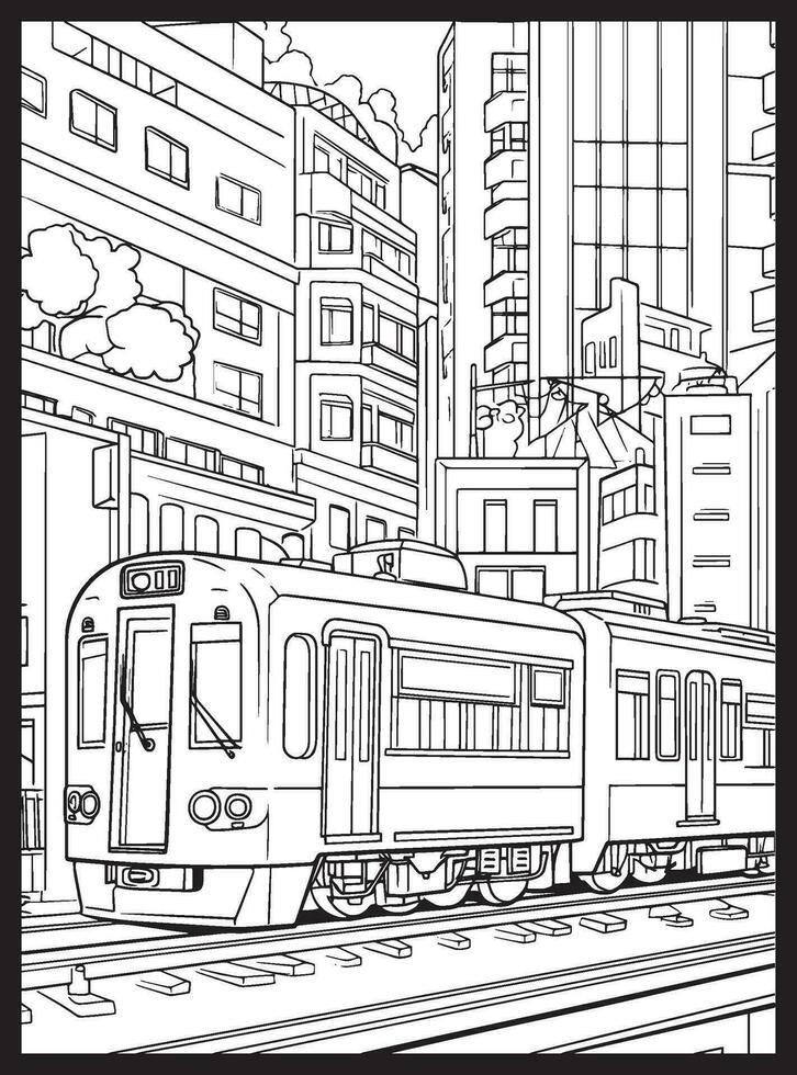 Public Transportation Coloring page vector