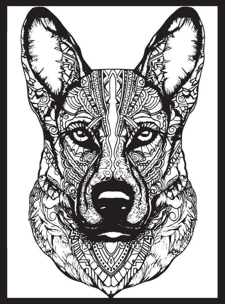 Dog Mandala Coloring Pages vector